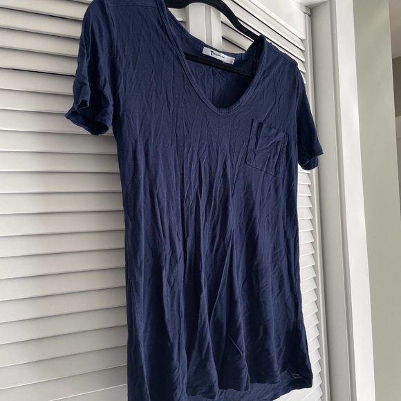 T by Alexander Wang Scoop Neck Short Sleeve T-Shirt - Navy Blue- Size XS - Picture 2 of 4